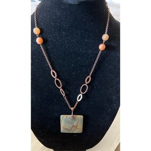 Copper Tone Stone Pendant Necklace